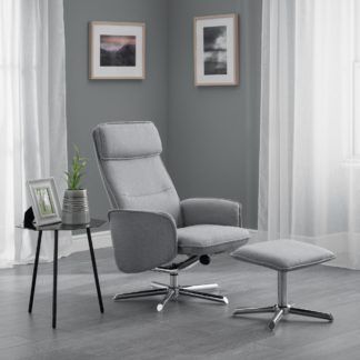 An Image of Aria Linen Recliner Chair and Stool Grey
