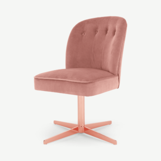 An Image of Margot Office Chair, Blush Pink Velvet and Copper