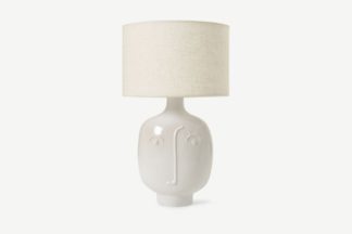 An Image of Face Table Lamp, White Ceramic