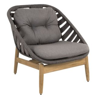 An Image of Cane-line Strington Lounge Chair, Dark Grey, Teak