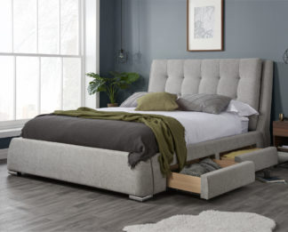 An Image of Soho Grey 4 Drawer Fabric Storage Bed Frame - 5ft King Size