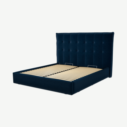 An Image of Lamas Super King Size Ottoman Storage Bed, Regal Blue Velvet