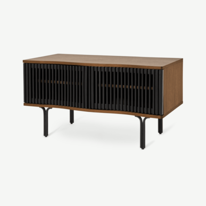 An Image of Zaragoza Compact TV Unit, Walnut & Charcoal Black