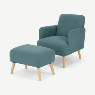 An Image of Elvi Accent Armchair and Footstool, Sherbet Blue