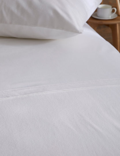 An Image of M&S Pure Cotton Brushed Flat Sheet