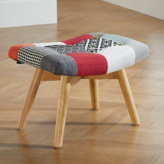 An Image of Sloane Multi-Coloured Patchwork Fabric Stool