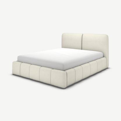 An Image of Maxmo Double Ottoman Storage Bed, Putty Cotton