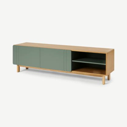 An Image of Asuna Wide TV Unit, Oak & Fern Green