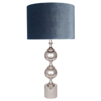 An Image of Tall Silver Aluminium Table Lamp, Slate Velvet Shade