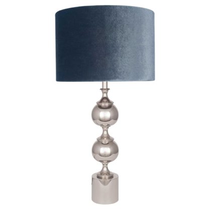 An Image of Tall Silver Aluminium Table Lamp, Slate Velvet Shade