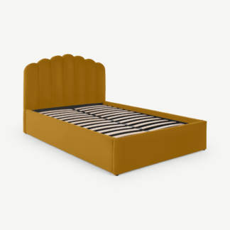 An Image of Delia King Size Ottoman Storage Bed, Marigold Velvet