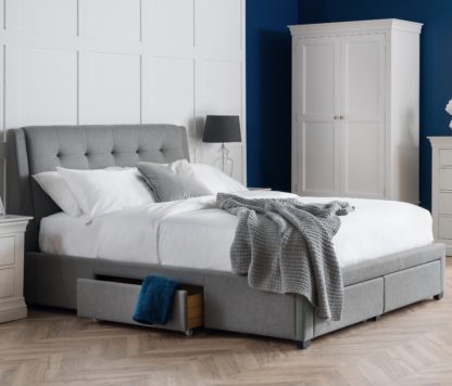 An Image of Fullerton Grey Fabric 4 Drawer Storage Bed Frame Only - 4ft6 Double