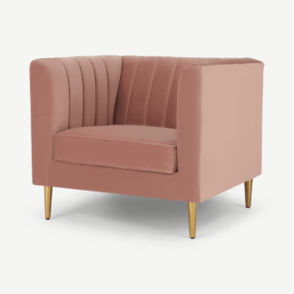 An Image of Amicie Armchair, Blush Pink Velvet