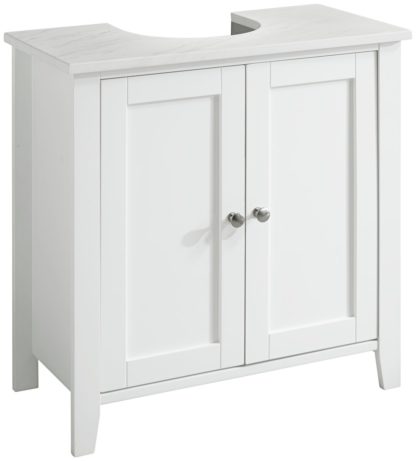 An Image of Lloyd Pascal Marble Effect Top Under Sink Unit - White