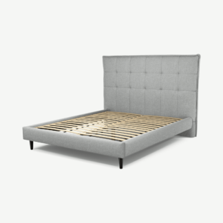 An Image of Lamas King Size Bed, Wolf Grey Wool with Black Stain Oak Legs