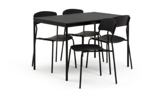 An Image of Habitat Stella Wood Effect Dining Table & 4 Black Chairs