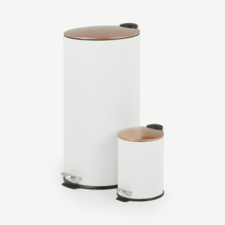 An Image of Cross Flat Top 27L & 3L Pedal Bin, White & Copper