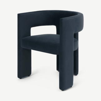 An Image of Kalaspel Dining Chair, Dark Navy Blue Velvet