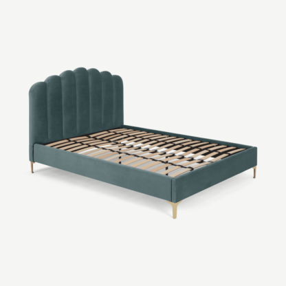 An Image of Delia King Size Bed, Marine Green Velvet