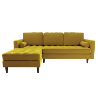 An Image of Zoe Velvet Left Hand Corner Sofa Honey (Yellow)