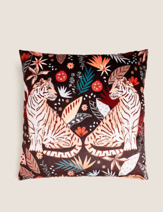 An Image of M&S Velvet Tiger Cushion