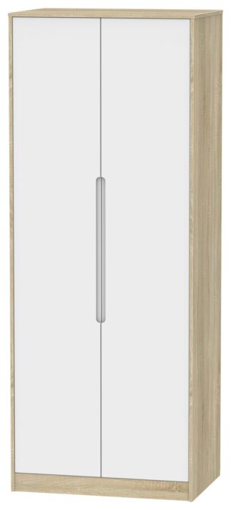 An Image of Toulouse 2 Door Wardrobe - White & Oak Effect