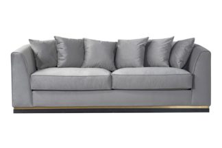 An Image of Pino Three Seat Sofa - Dove Grey - Brass Base