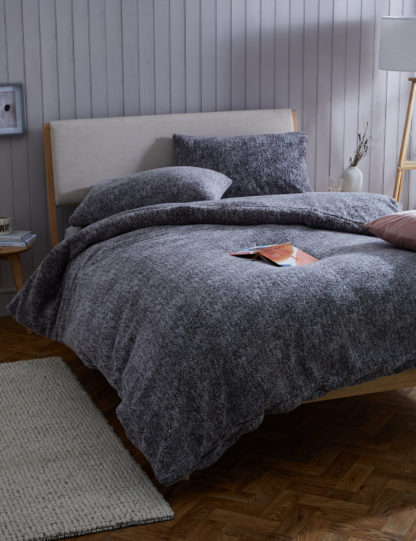 An Image of M&S Teddy Fleece Marl Bedding Set