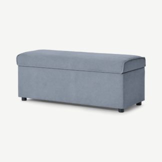 An Image of Bahra Ottoman Storage Bench, Washed Blue Cotton