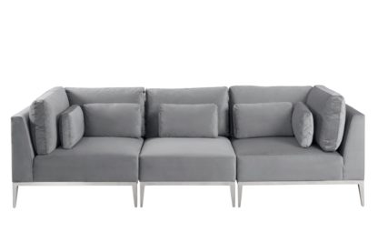 An Image of Cassie Three Seat Sofa – Dove Grey – Stainless Steel Base