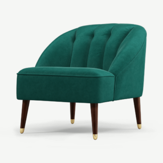 An Image of Margot Accent Armchair, Teal Cotton Velvet