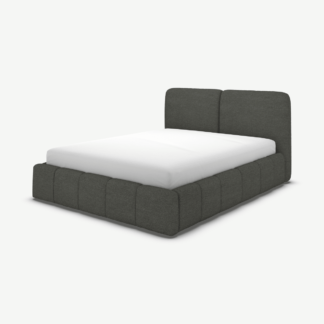 An Image of Maxmo Double Ottoman Storage Bed, Granite Grey Boucle