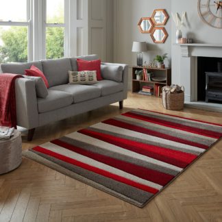 An Image of Pico Stripe Rug Red and Brown