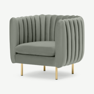 An Image of Helma Accent Armchair, Pale Sage Velvet