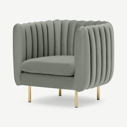 An Image of Helma Accent Armchair, Pale Sage Velvet