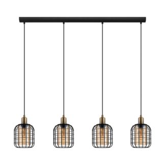 An Image of EGLO Chisle Amber Caged 4L Pendant Light