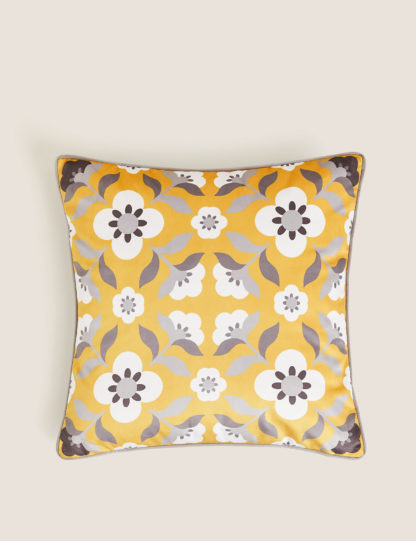 An Image of M&S Velvet Retro Floral Print Cushion