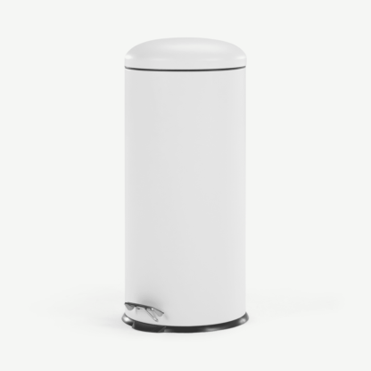 An Image of Joss 30L Domed Pedal Bin, White