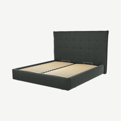 An Image of Lamas Super King Size Ottoman Storage Bed, Etna Grey Wool