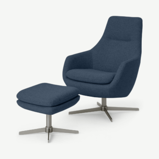 An Image of Modesto Accent Armchair & Footstool, Midnight Weave