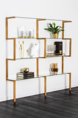 An Image of Miko Double Shelf Unit Brass