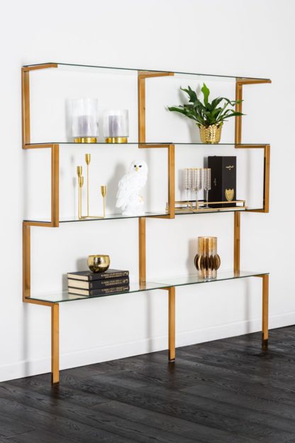 An Image of Miko Double Shelf Unit Brass