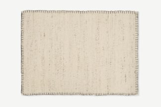 An Image of Seki Textured Wool Rug, Large 160 x 230cm, Off White & Charcoal