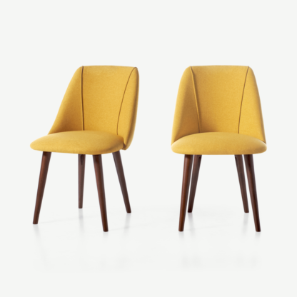 An Image of Set of 2 Lule Dining Chairs, Yellow and Walnut
