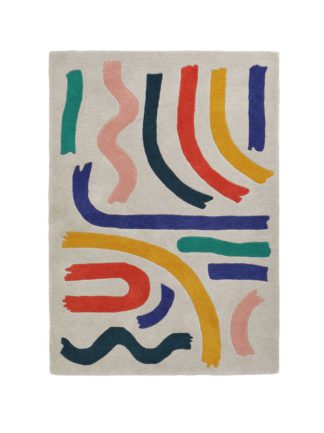 An Image of Habitat Studio Squiggle Short Pile Wool Rug - 160x230cm