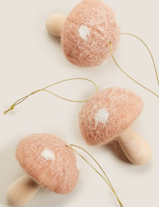 An Image of M&S 3 Pack Toadstool Tree Decorations