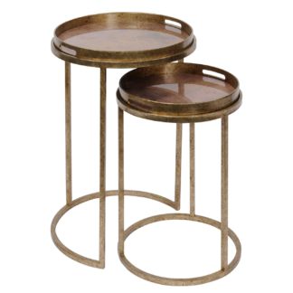 An Image of Set Of 2 Atlas Side Tables, Antique Gold