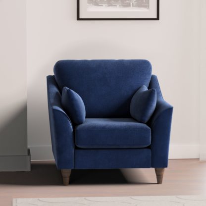 An Image of Sophia Plush Chenille Armchair Navy