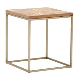 An Image of Jupiter Side Table, Wood Top With Antique Brass Leg