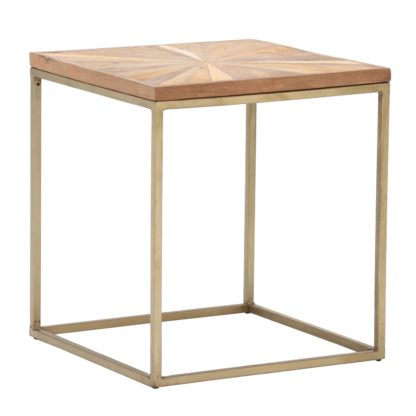 An Image of Jupiter Side Table, Wood Top With Antique Brass Leg